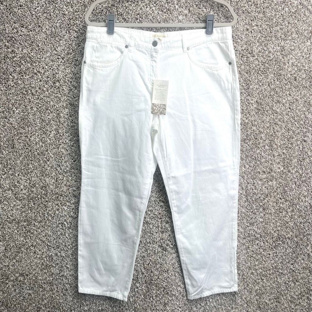 Eileen Fisher Jeans Women’s Medium White Organic Cotton Stretch Crop Straight NW